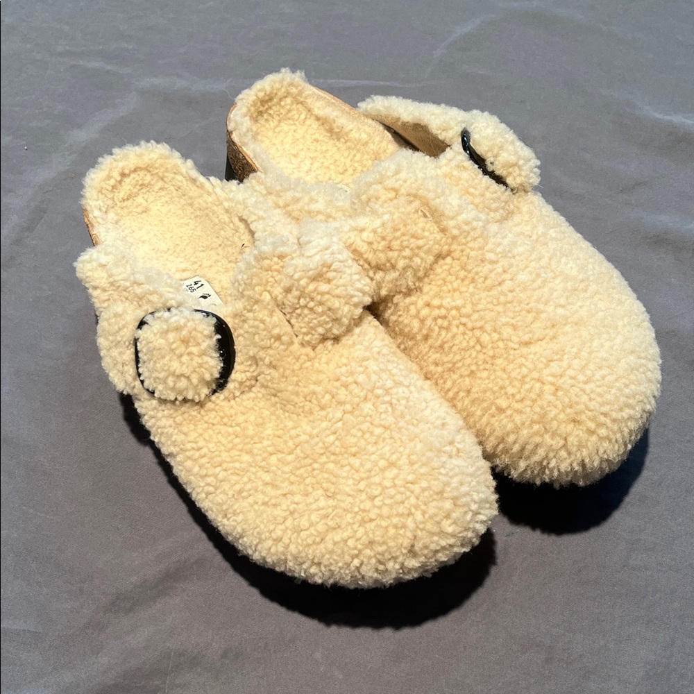 Birkenstock Papillio Cream Fuzzy Clogs